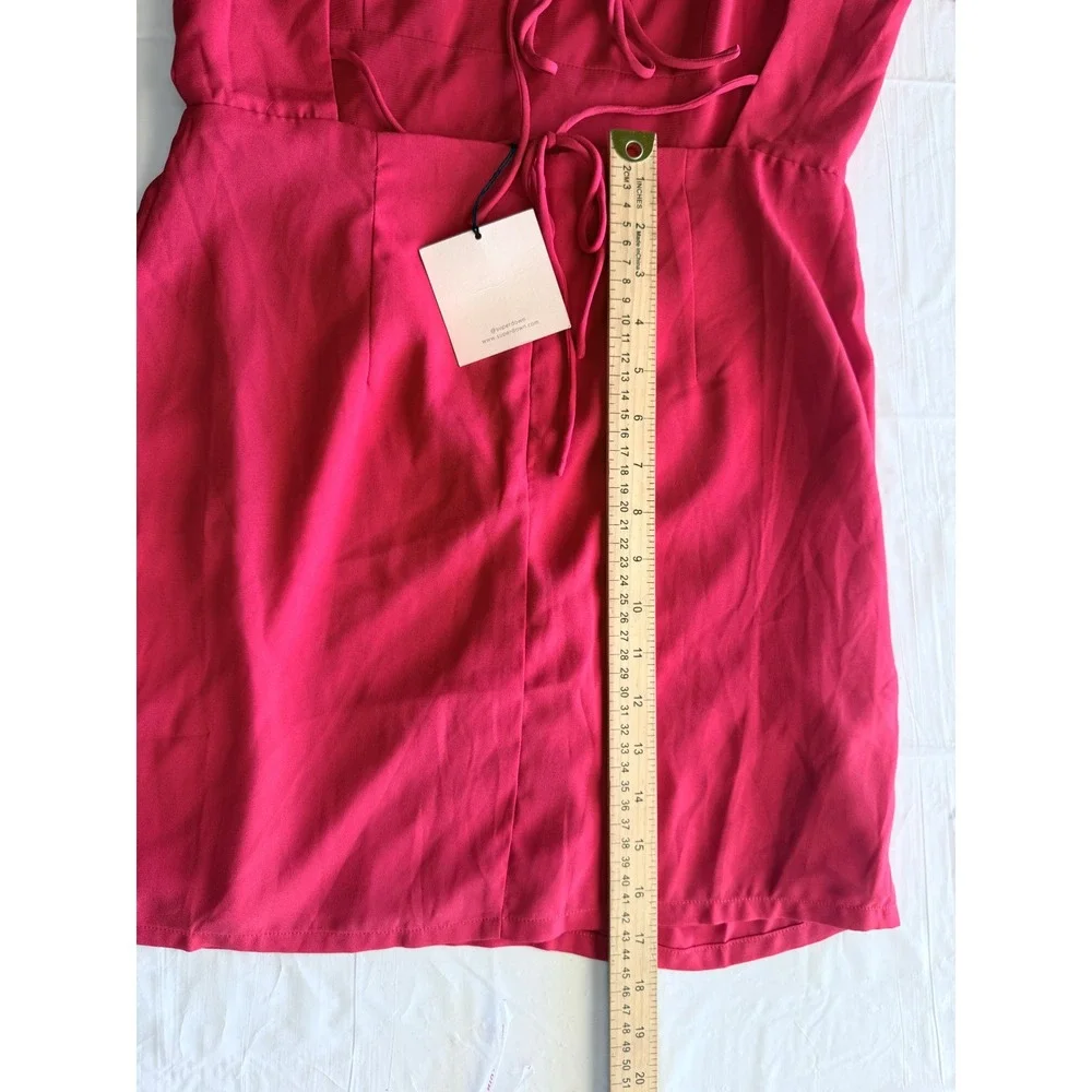 superdown Red Lace Up Open Back Mini Dress Square Neck Spaghetti Strap Medium